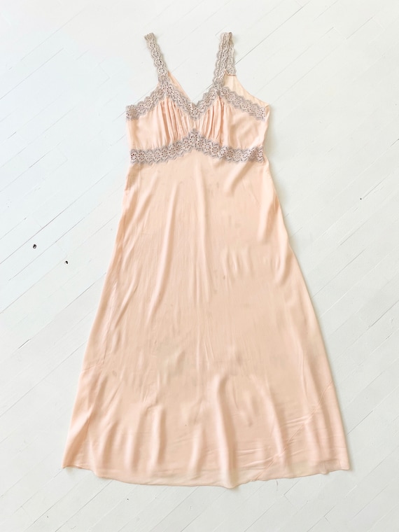 1940s Pink Rayon Slip Dress with Eyelet Trim - image 3