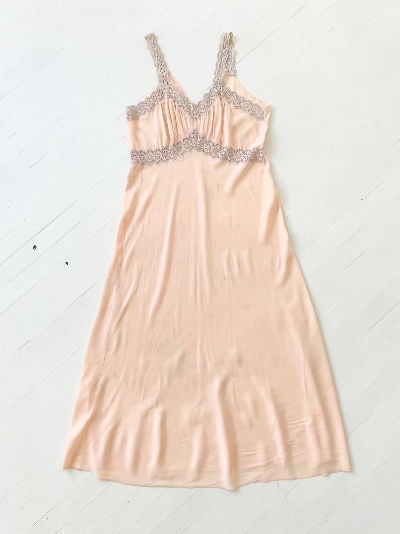 1940s Pink Rayon Slip Dress with Eyelet Trim image 3