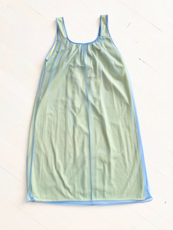 1960s Blue + Green Two-Tone Nightie and Robe - image 7