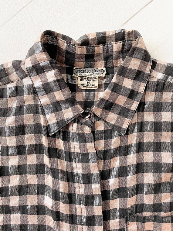 1980s Metallic Plaid Shirt - image 6