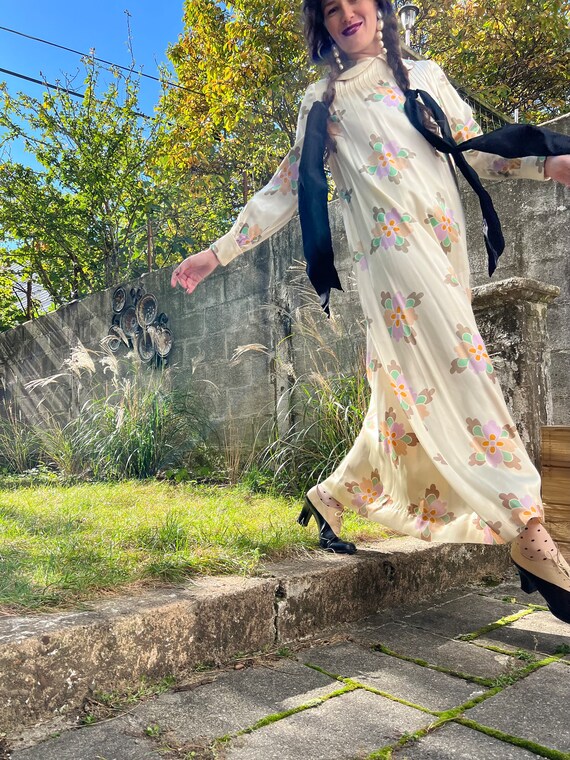 Gorgeous 70s Soft Cotton Floral Victoriana Maxi Dress by Zanie