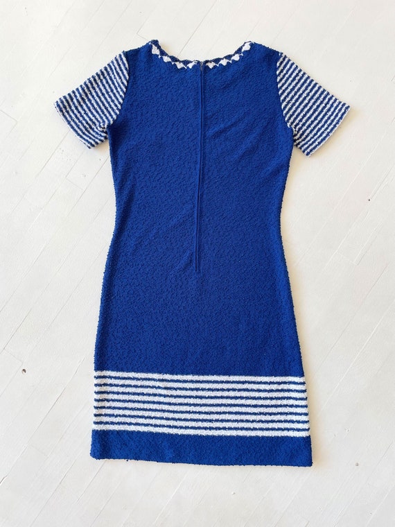 1960s Striped Cobalt Blue Bouclé Knit Dress - image 5