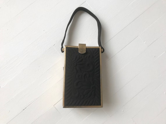 1940s Black and Gold Trapunto Purse