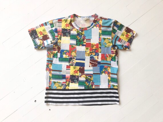 1990s Comme Des Garçons Mixed Tropical Print T-Shi