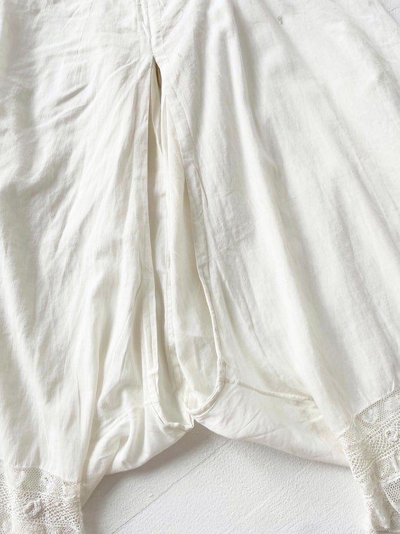 Antique 1910s White Cotton Bloomers - image 3