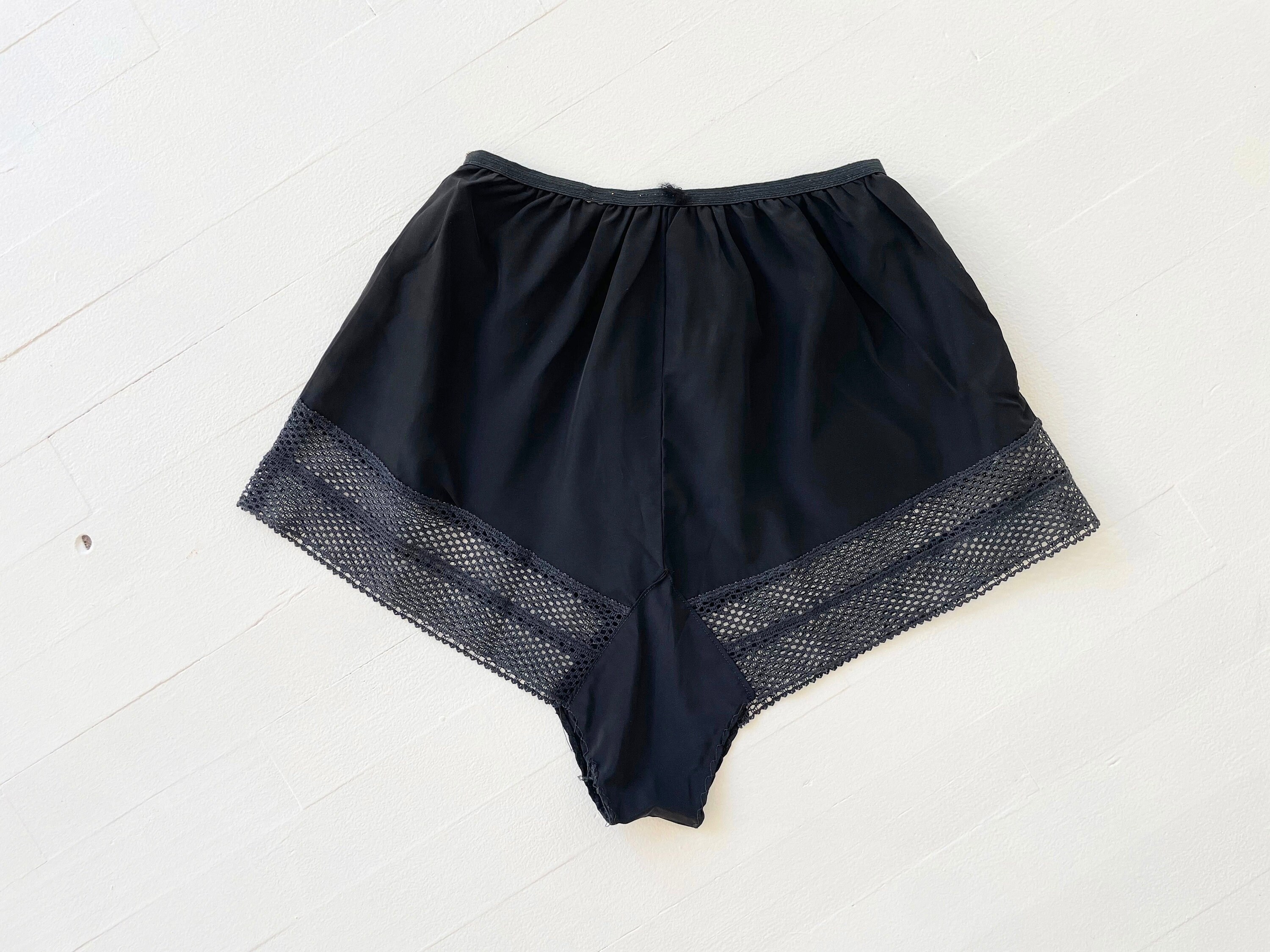 Vintage Black Nylon Tap Shorts With Net Trim - Etsy Israel
