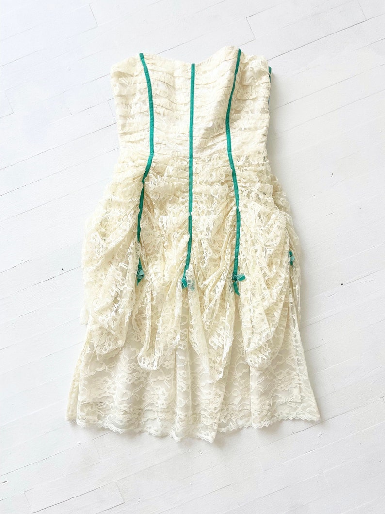 Vintage Betsey Johnson Ruched Lace Strapless Dress image 3