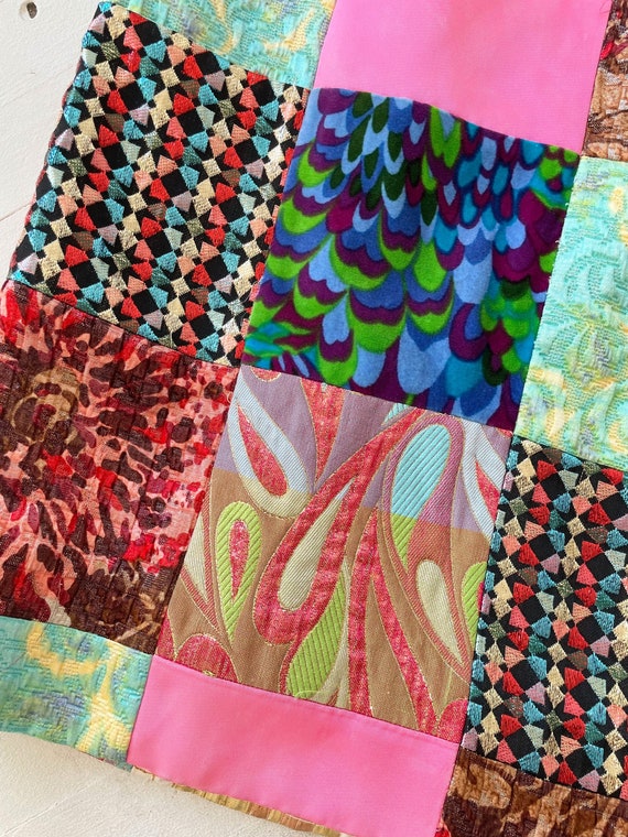 1960s Malcolm Starr Metallic Patchwork Party Gown - image 4