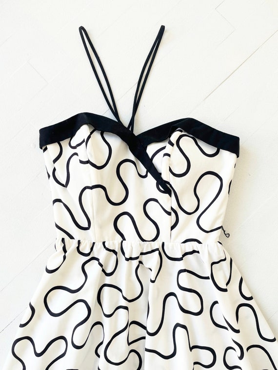 1980s Squiggle Print Party Dress - image 2