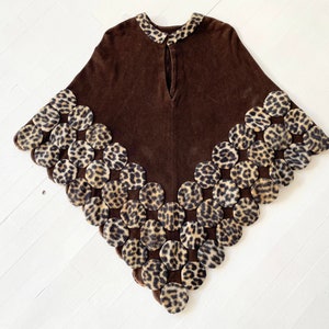 1970s Leopard Print Velour Poncho image 1