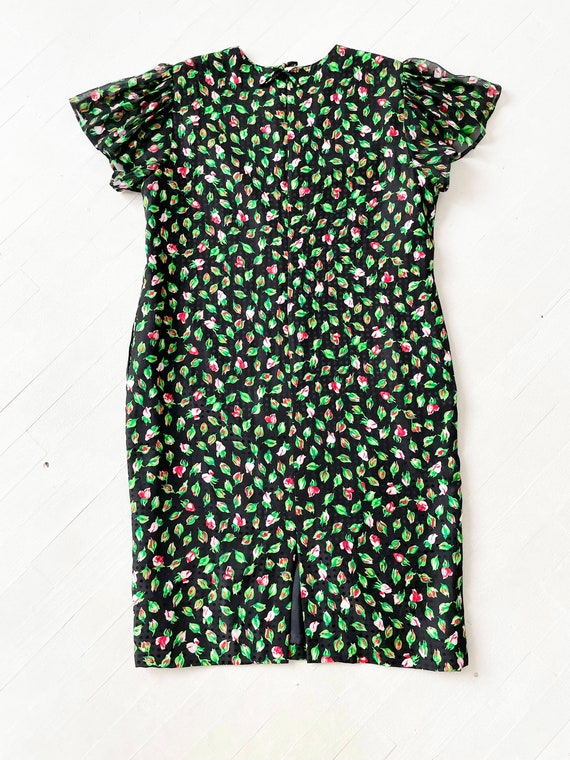 1980s Rosebud Print Silk Dress - image 5