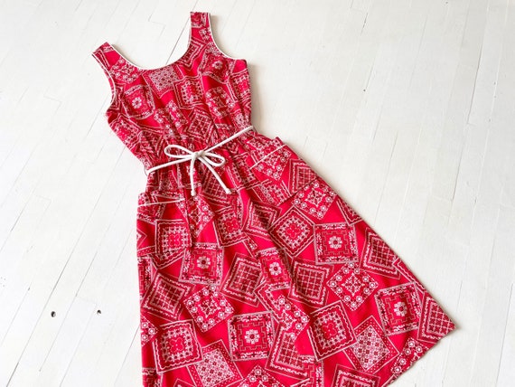 1960s Red Bandana Print Dress - image 6