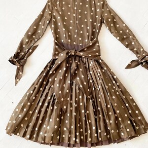 1970s Bill Blass Brown Polka Dot Dress with Matching Headscarf image 5
