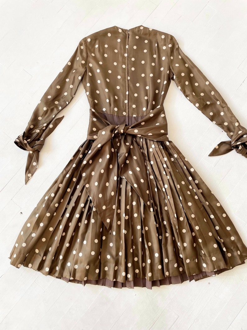 1970s Bill Blass Brown Polka Dot Dress with Matching Headscarf image 5