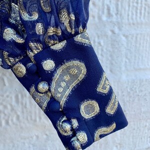 1960s B Altman Blue and Gold Hostess Gown image 5