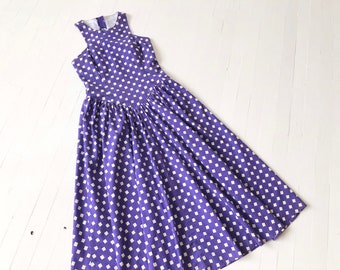 1990s Purple Printed Dress