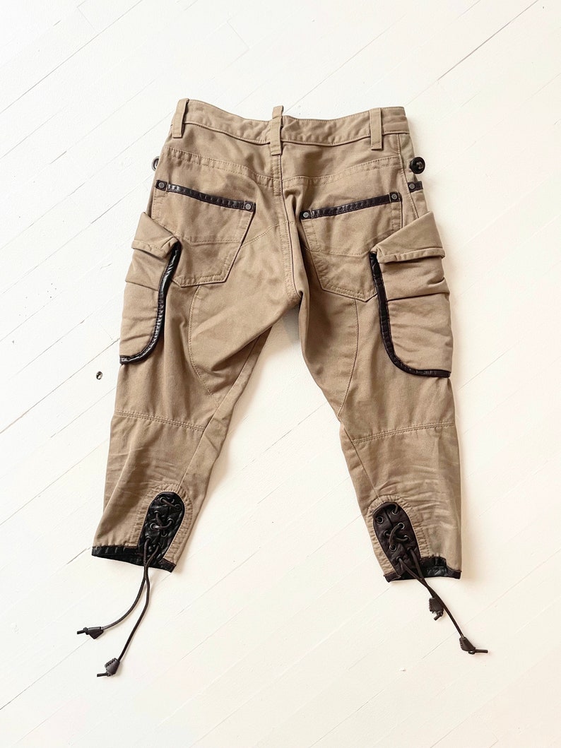 Y2K DSquared Leather Trim Cargo Pants image 5