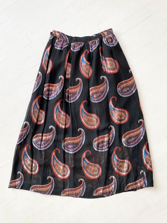 1980s Lamé Paisley Skirt - image 5