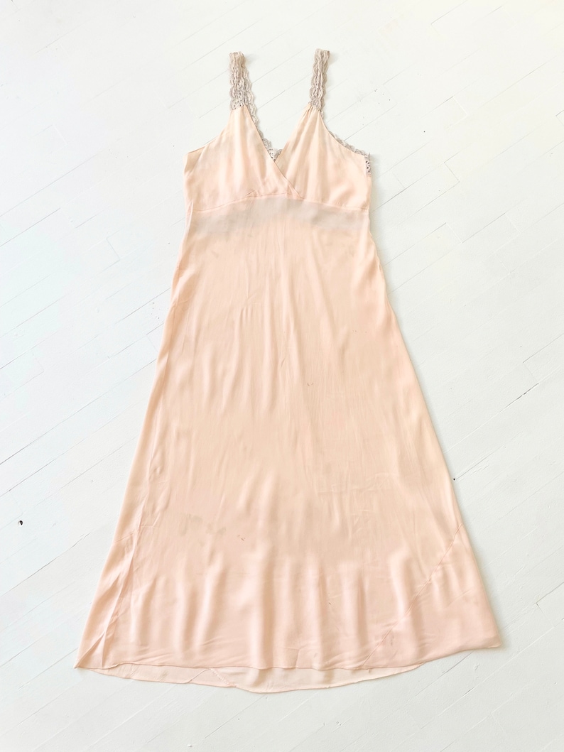 1940s Pink Rayon Slip Dress with Eyelet Trim image 5