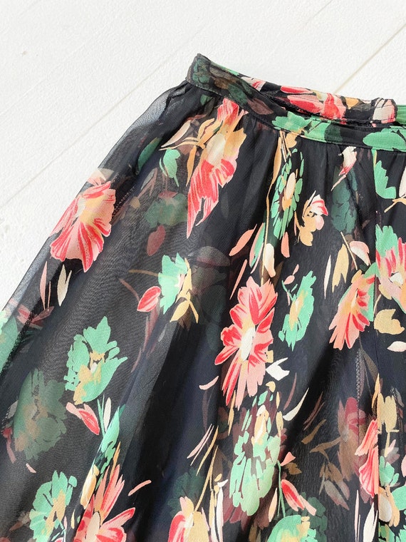 1970s does 1940s Sheer Floral Skirt - image 2