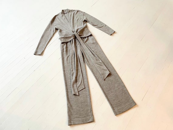 1990s Italian Grey Wool Jersey Knit Two Piece Set - image 10