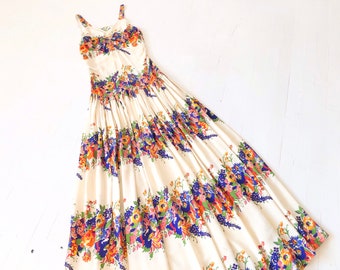 1930s Floral Rayon Dress