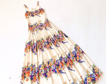 1930s Floral Rayon Dress