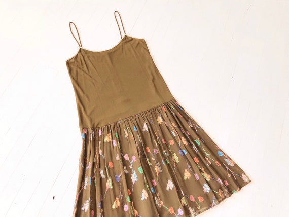 1970s Radley Brown Rainbow Lurex Dress