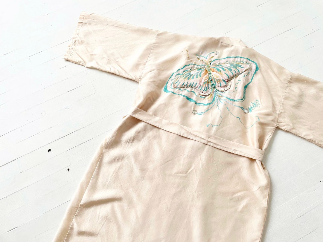 Painted Robe Vintage Silk Hand-painted Butterfly Robe - Etsy