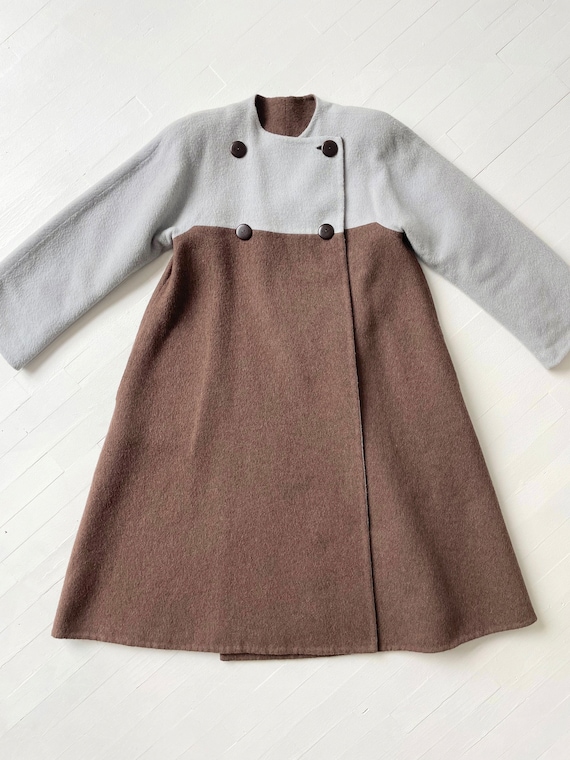 1960s Pauline Trigère Wool Colorblock Coat and Ma… - image 3
