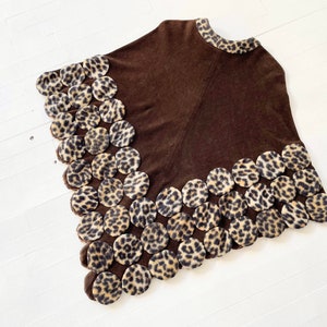 1970s Leopard Print Velour Poncho image 4