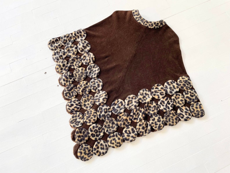 1970s Leopard Print Velour Poncho image 4