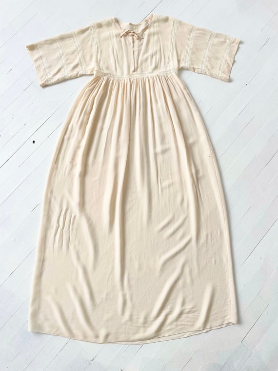 1970s Sheer Peach Silk + Lace Dress - image 6