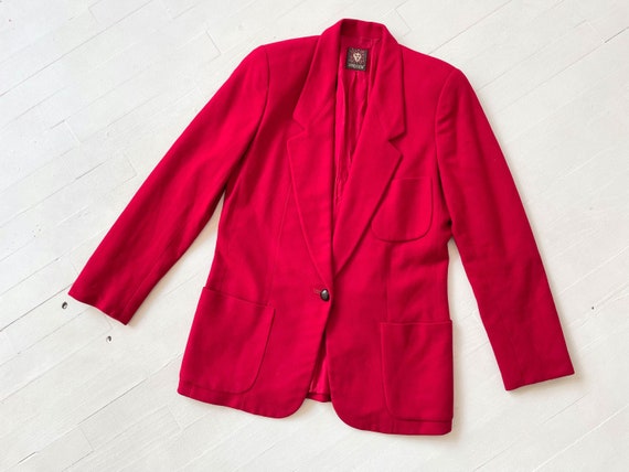 1970s Anne Klein Cherry Red Wool Blazer - image 1