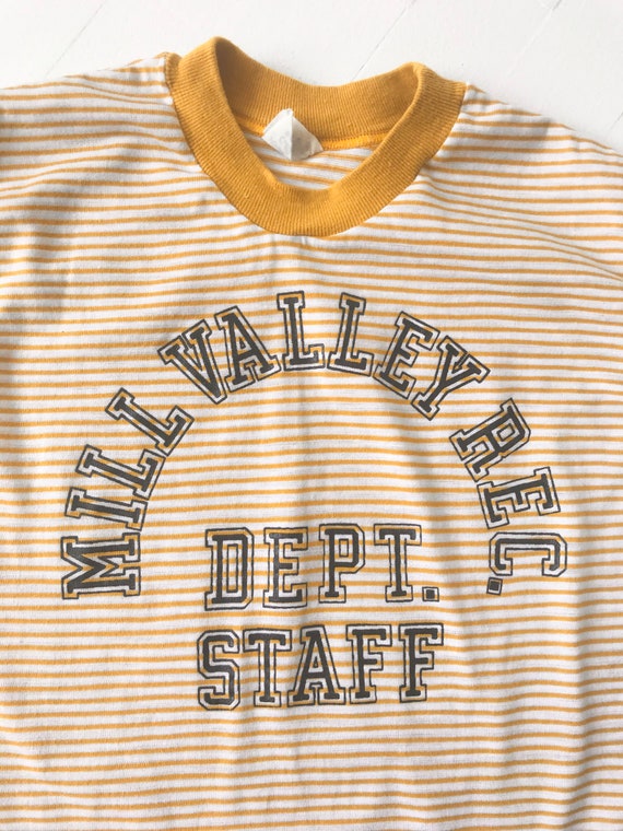 1970s Yellow Striped Mill Valley Tee - image 4