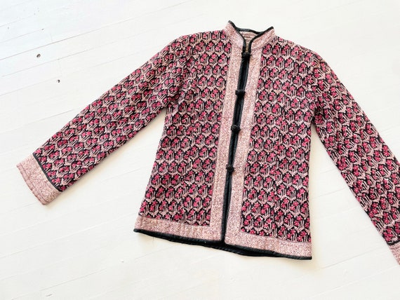 1970s Quilted Floral Block Print Jacket - image 1