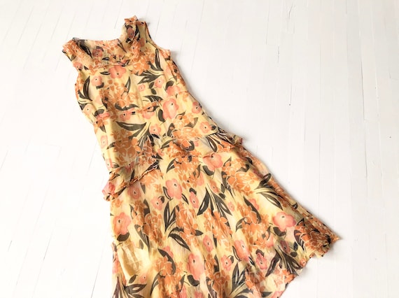 1930s Floral Silk Chiffon Dress AS IS