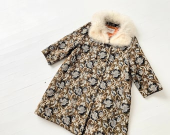 1970s Tapestry Coat with Fur Collar