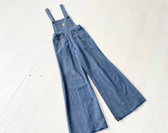 Vintage Denim Embroidered Cat Overalls