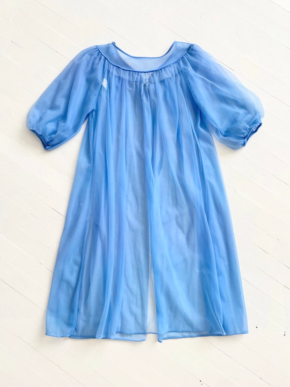 1960s Blue + Green Two-Tone Nightie and Robe - image 6