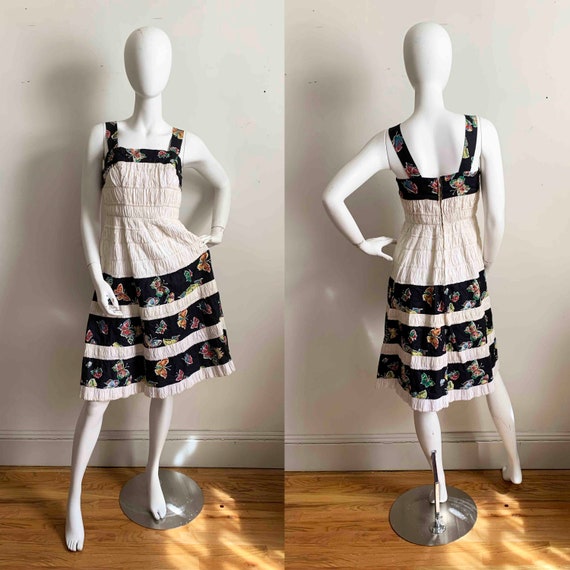 1950s Pleated Butterfly Dress