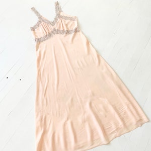 1940s Pink Rayon Slip Dress with Eyelet Trim image 1