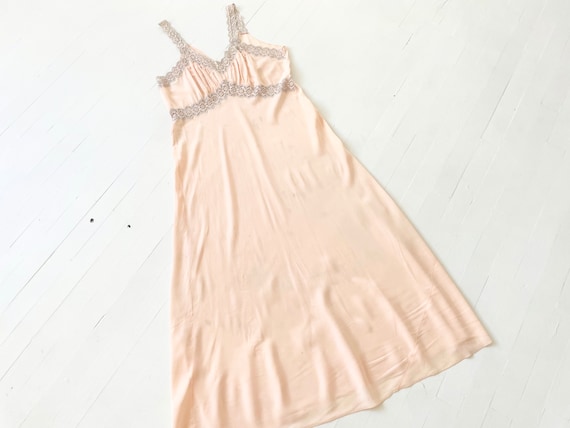 1940s Pink Rayon Slip Dress with Eyelet Trim - image 1