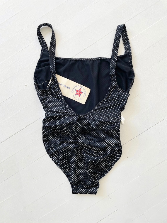 1980s Dotted Black High Cut Swimsuit - Gem