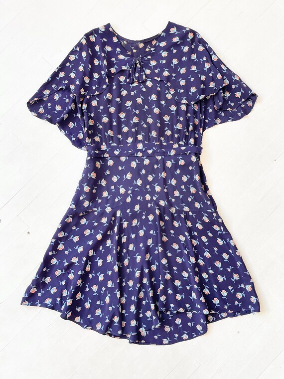 1930s Blue Floral Print Dress - image 3