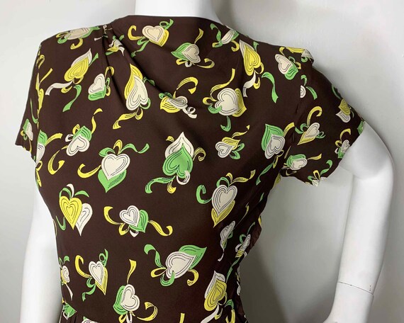 1940s Rayon Hearts Dress