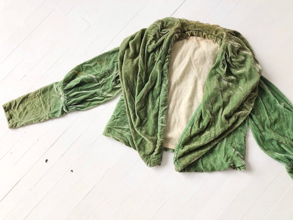 1930s Arsenic Green Silk Velvet Jacket