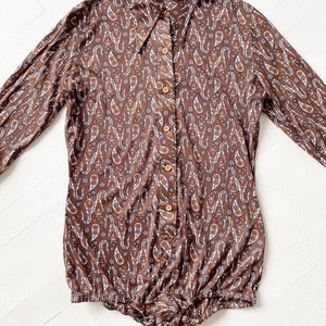 1970s Brown Paisley Print Bodysuit image 3