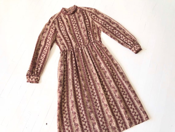 1970s Striped Floral Dress