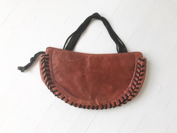 1970s Oxblood Leather Lace Up Bag - image 3